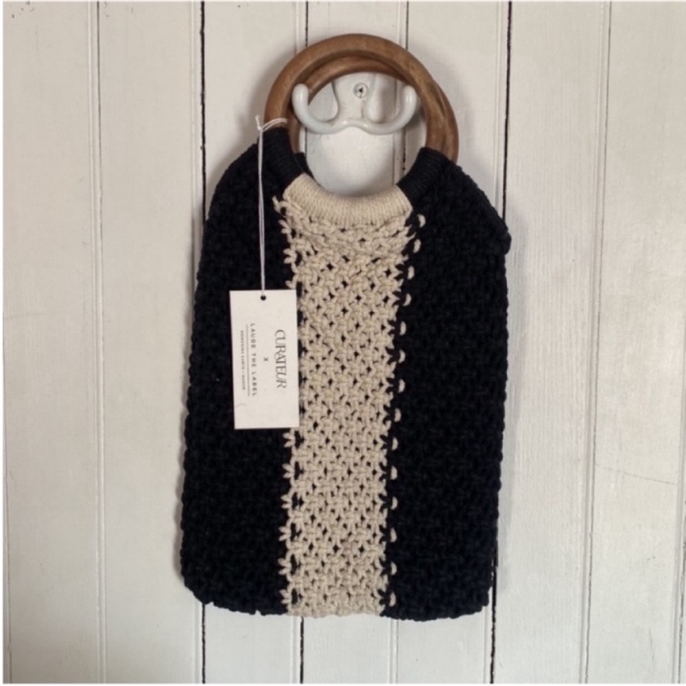 Laude the Label Gabby Mini Macrame Bag Off-White Black - Picture 6 of 8